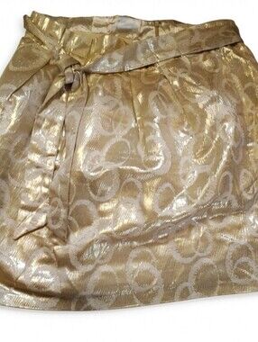 Boo‎ Gemes Gold Brocade A-Line Skirt Size Xl